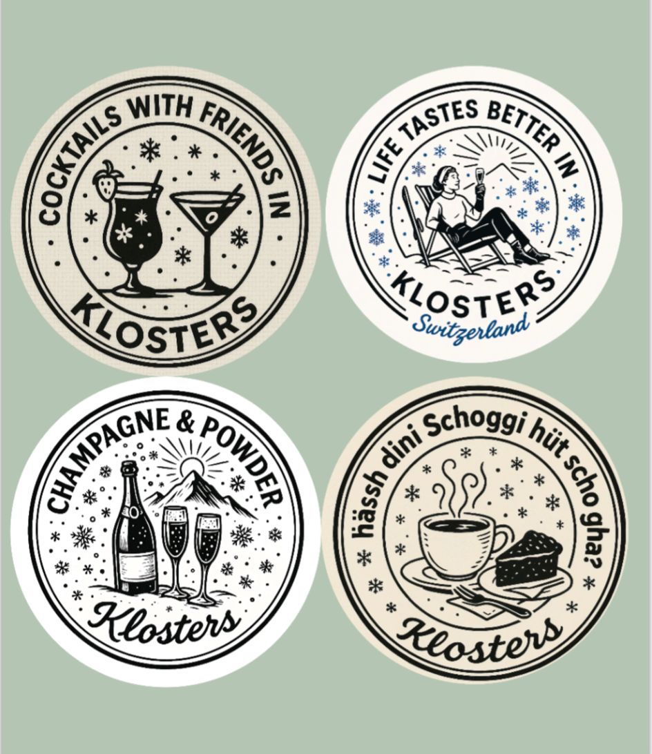 Klosters - Handbedruckte Stoff-Cocktailservietten im 4er-Set