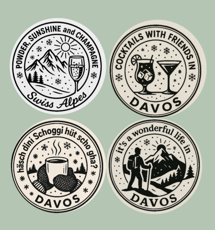 Davos - Handbedruckte Stoff-Cocktailservietten im 4er-Set