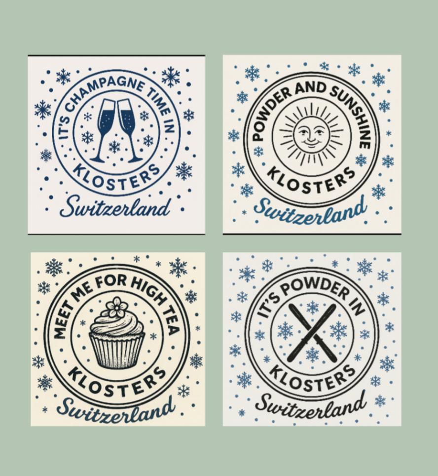 Klosters - Handbedruckte Stoff-Cocktailservietten im 4er-Set