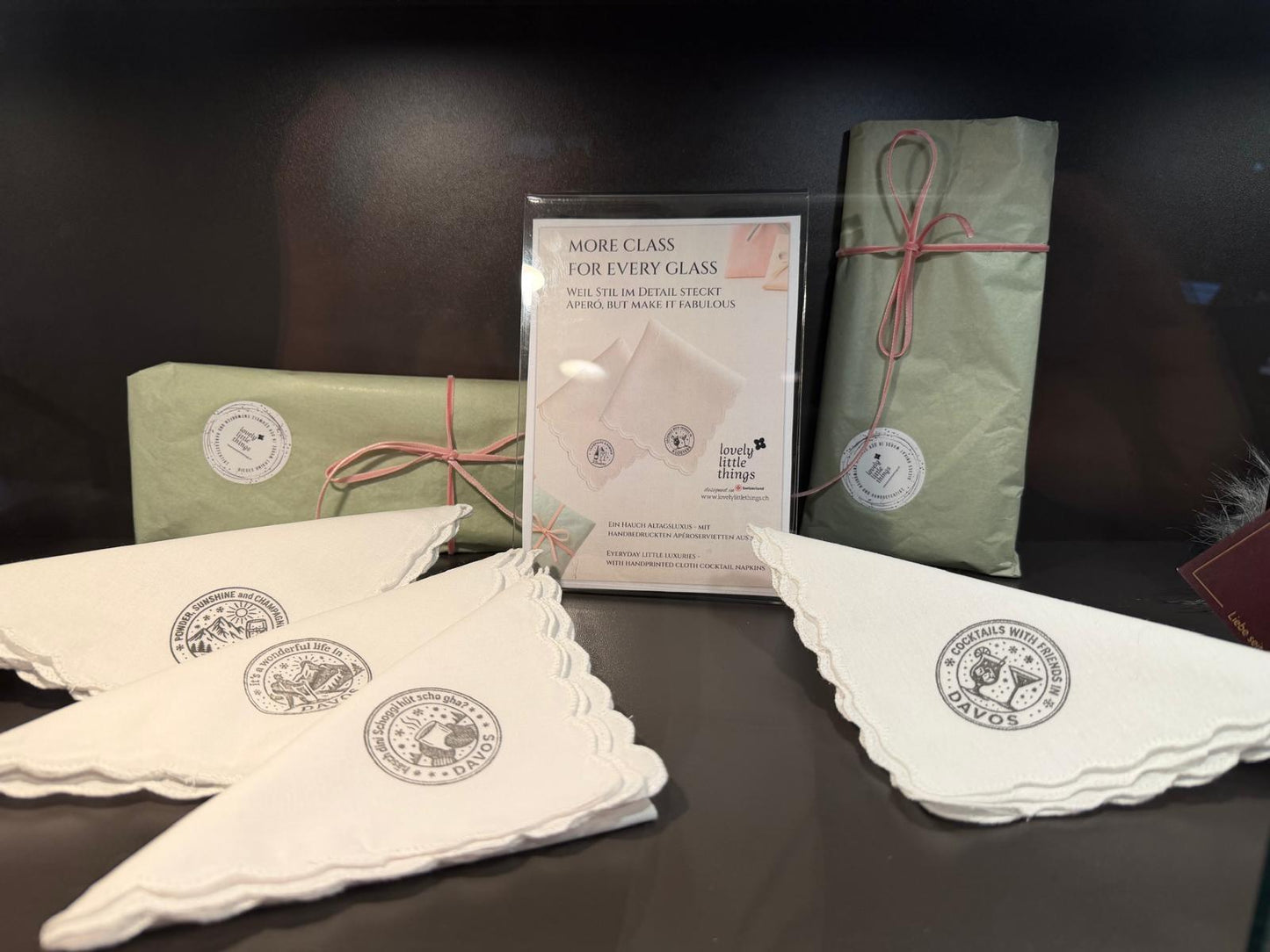 Alpine Energy - Handbedruckte Stoff-Cocktailservietten im 4er-Set